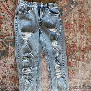 Acid wash mom jeans